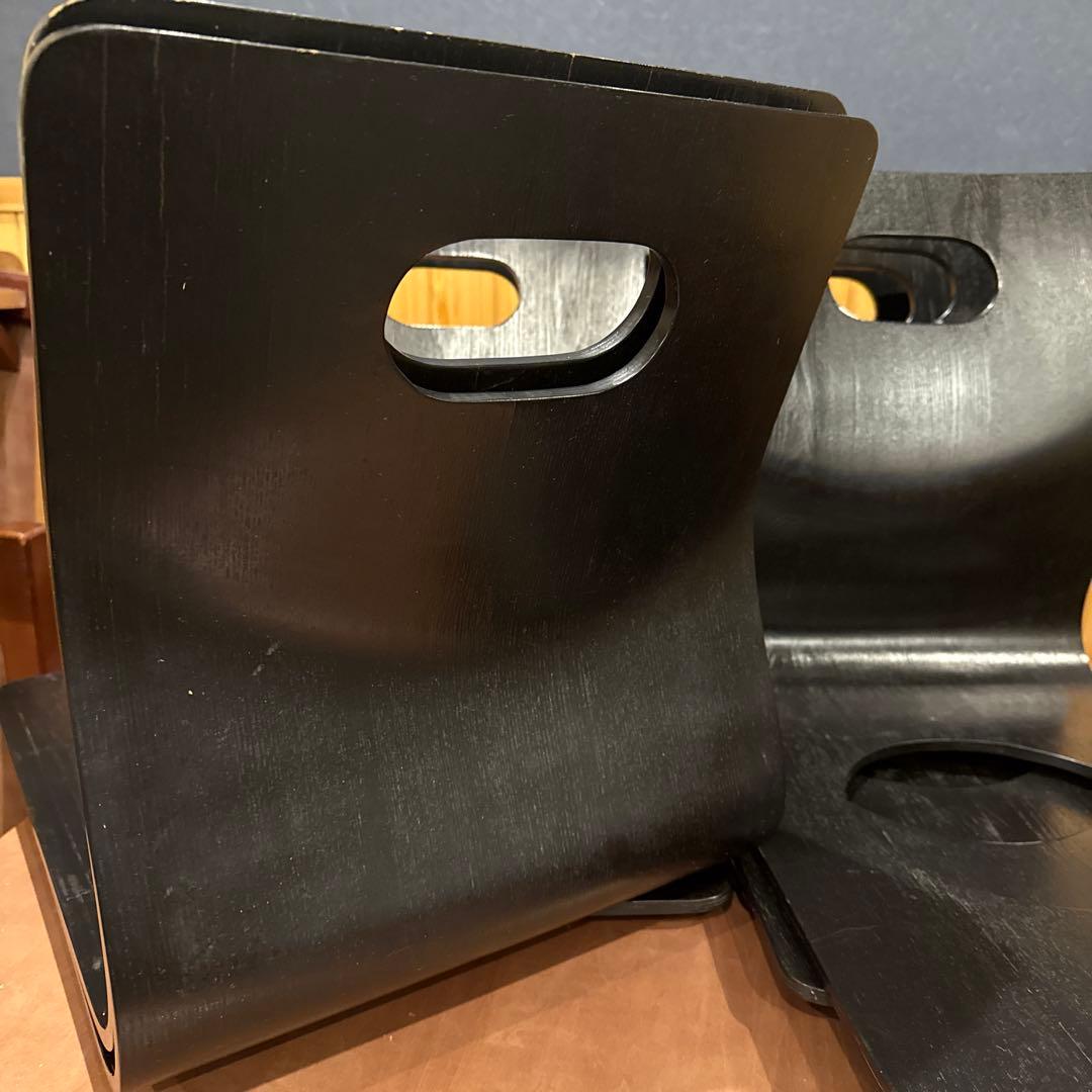 木製 座椅子 8台まとめ売りセット 背もたれ付 和モダン 木目黒色 イス