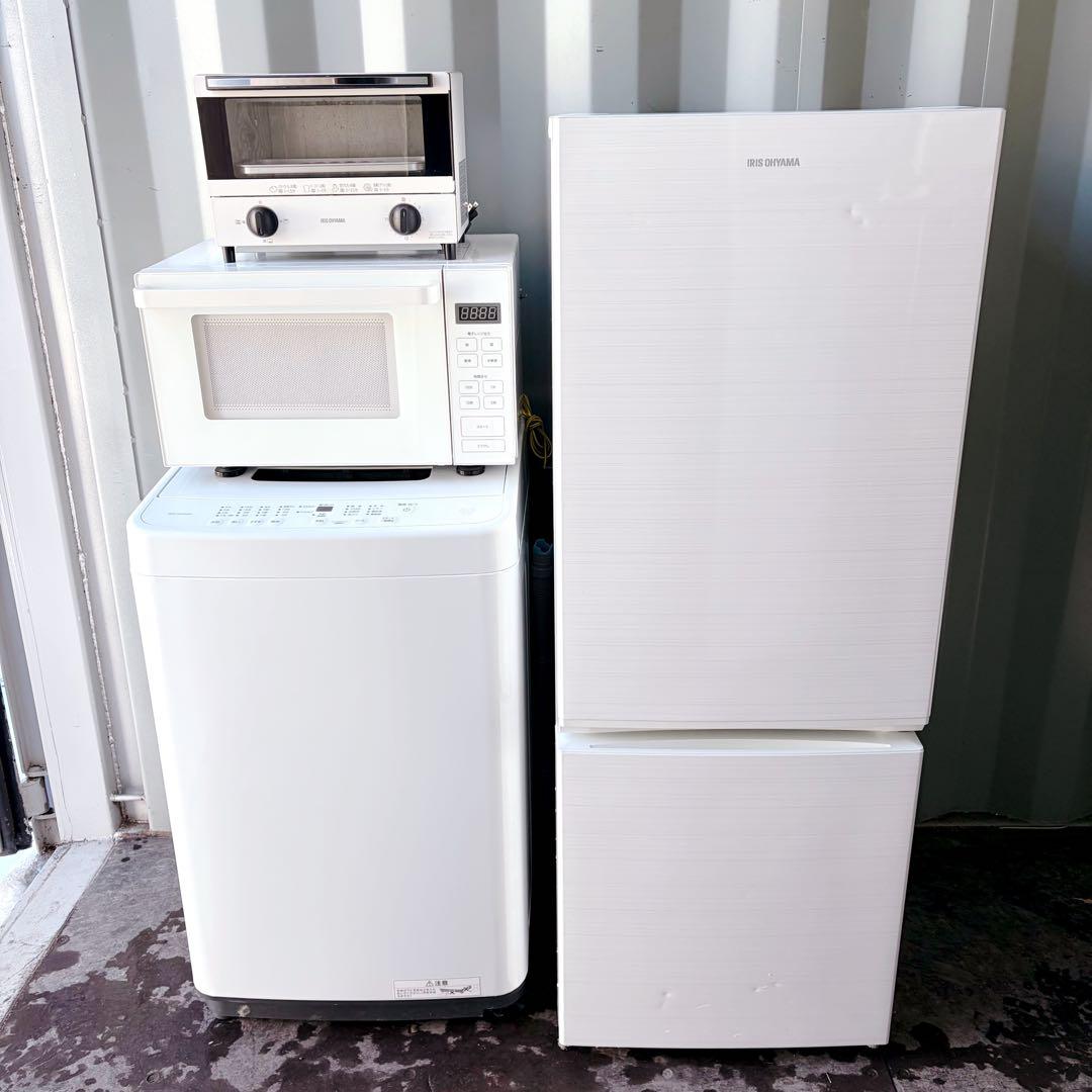 運搬取付無料！ホワイト純正IRIS3点・無印電子レンジの4点セット！完動超美品！