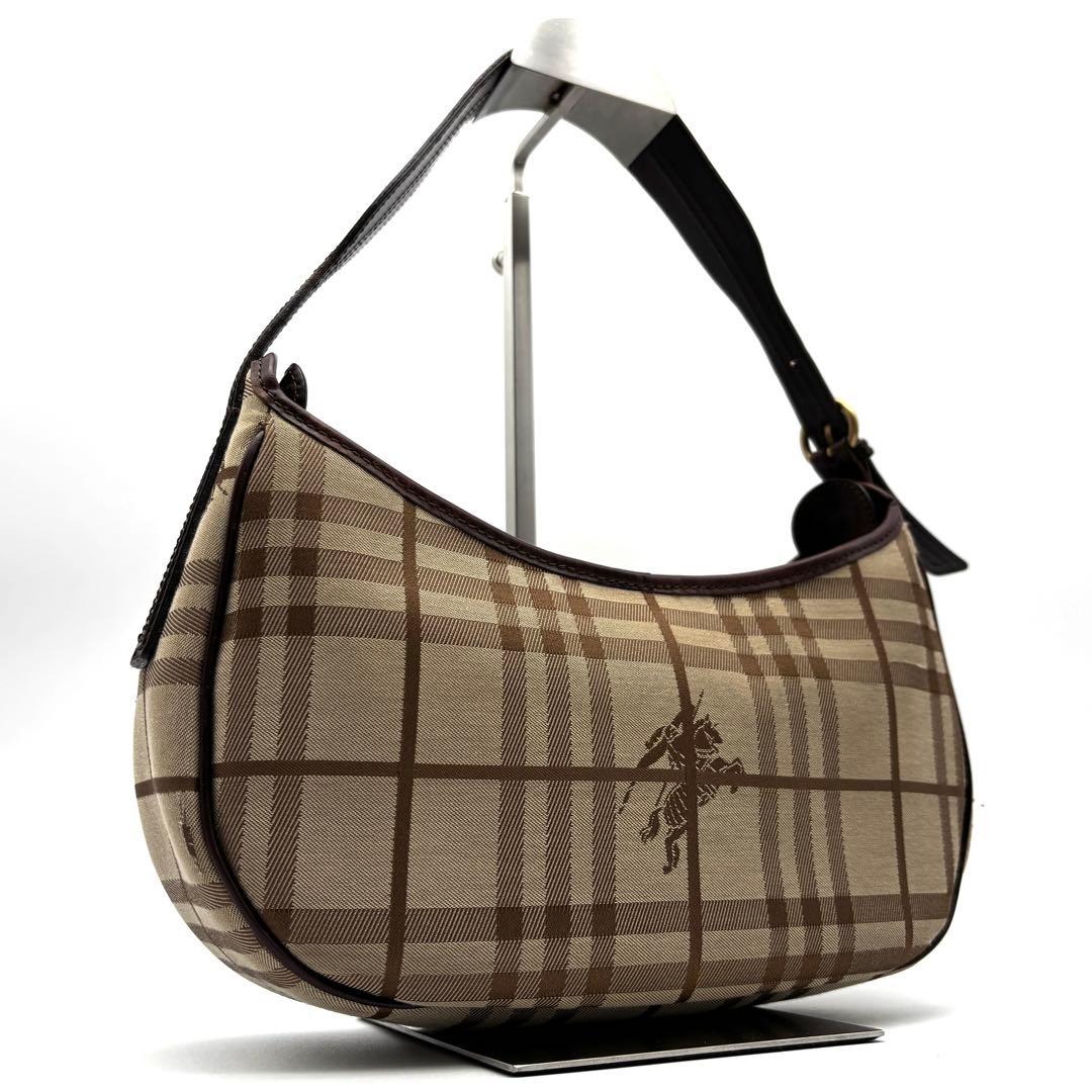美品 バーバリー ワンショルダーバッグ ノバチェック ホースロゴ ベージュ