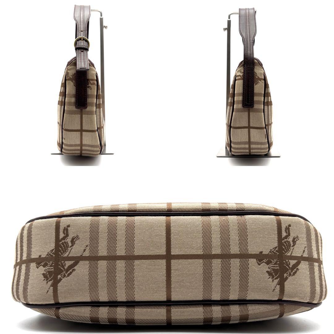 美品 バーバリー ワンショルダーバッグ ノバチェック ホースロゴ ベージュ