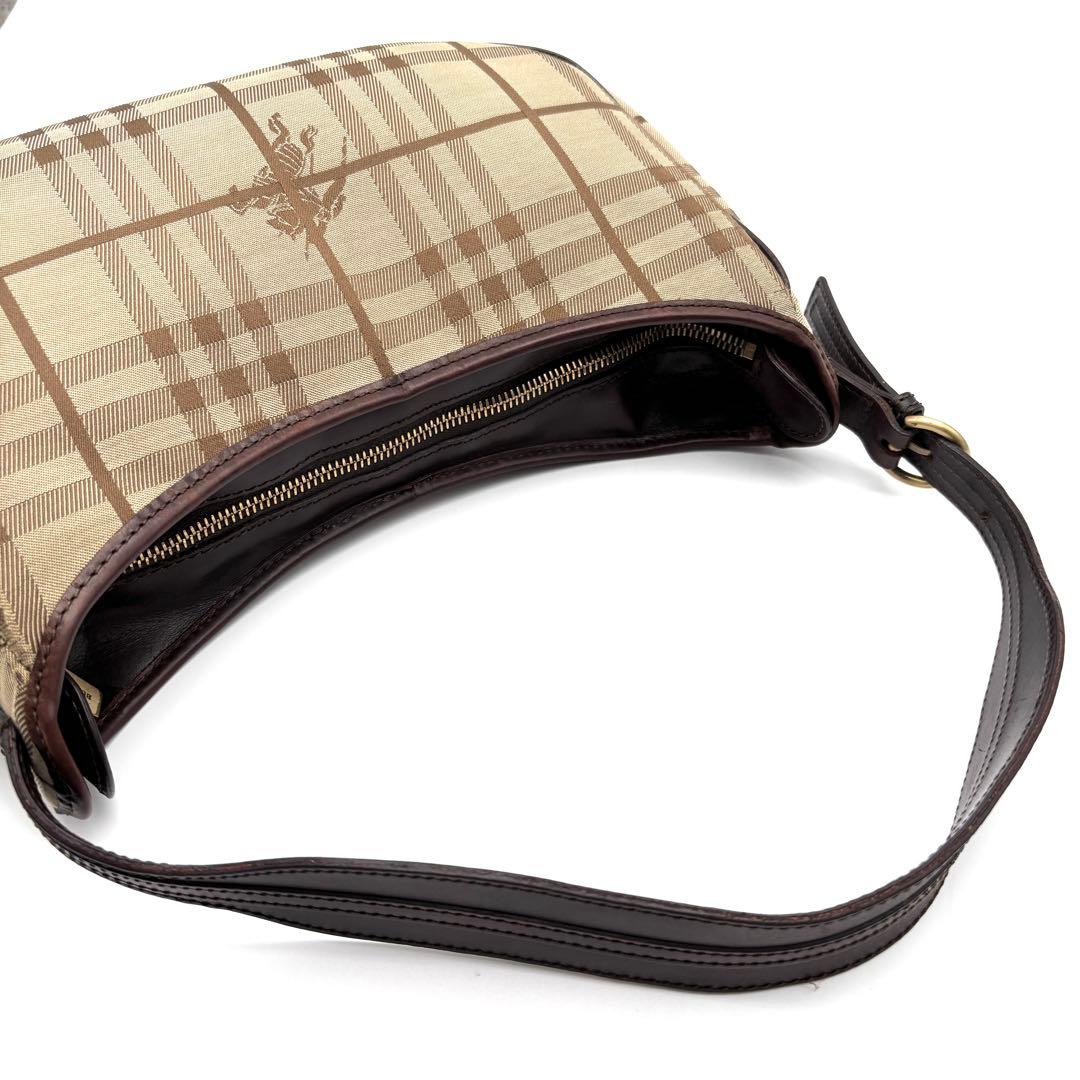 美品 バーバリー ワンショルダーバッグ ノバチェック ホースロゴ ベージュ