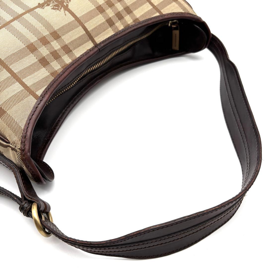 美品 バーバリー ワンショルダーバッグ ノバチェック ホースロゴ ベージュ