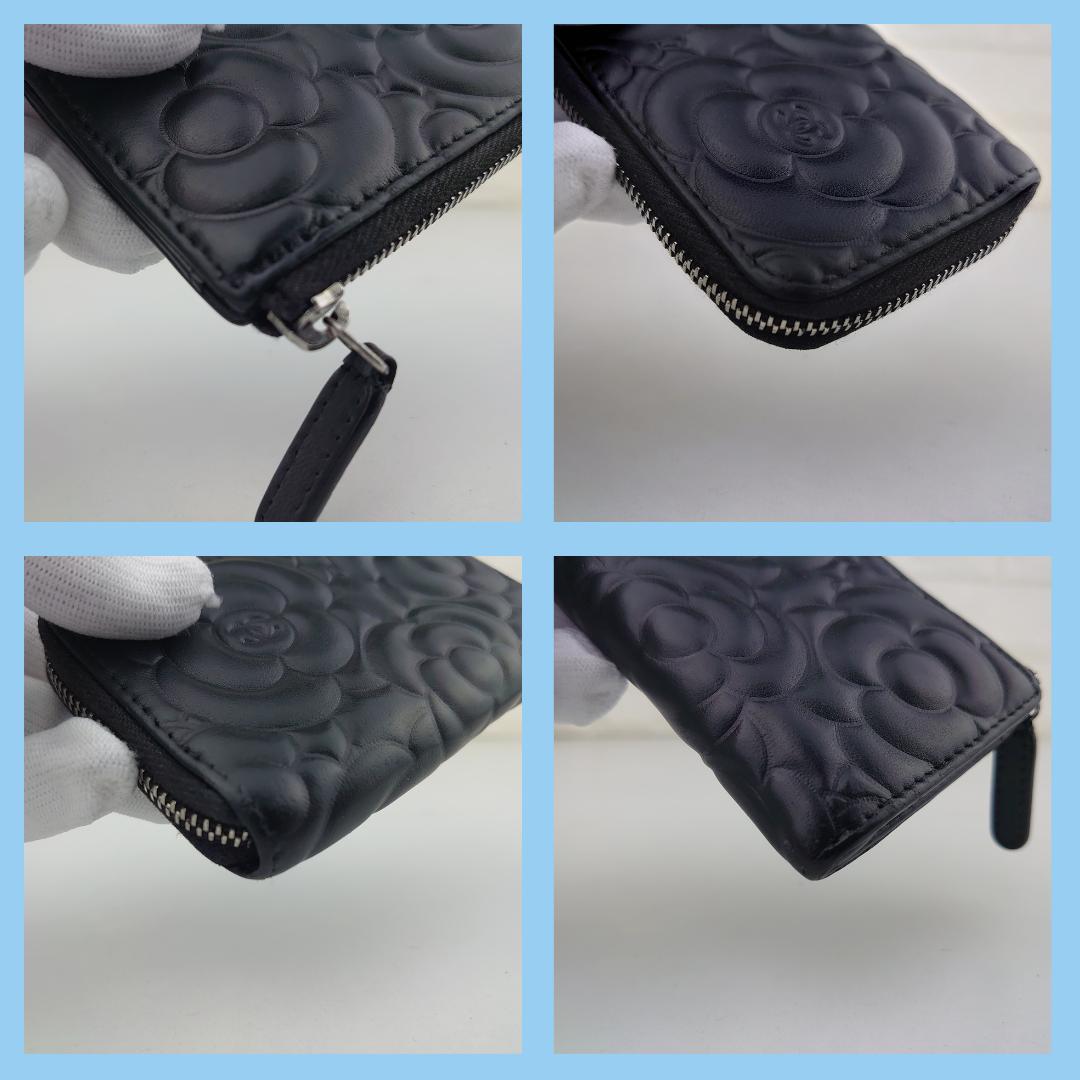 【美品】シャネル　カメリア　カードケース　L字ラウンドファスナー　1182