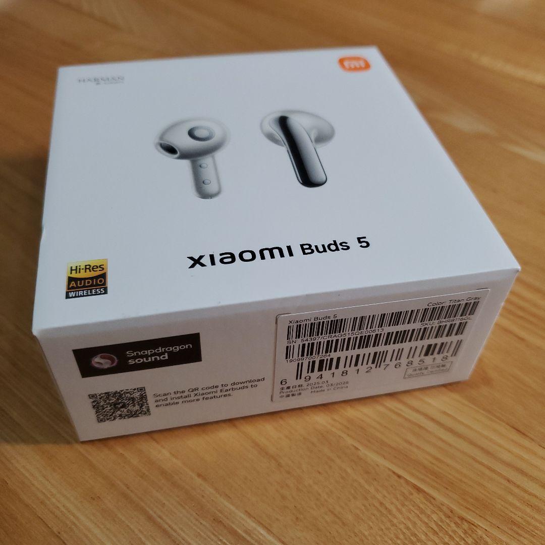 Xiaomi Buds 5 ワイヤレスイヤホン チタングレー