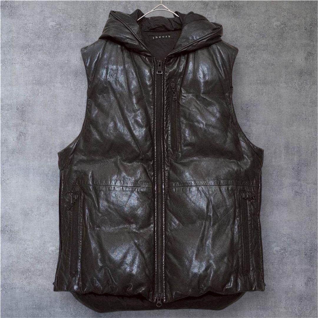 【美品】高級 theory セオリー ダウンベスト 【L】羊革 シープスキン