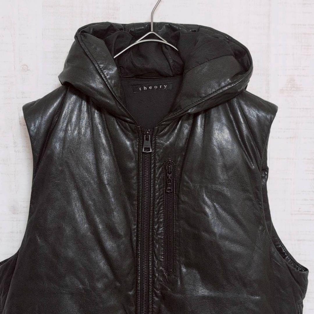 【美品】高級 theory セオリー ダウンベスト 【L】羊革 シープスキン