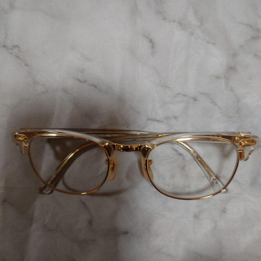 クリアメタルオーバルレイバン度無し調光レンズ入りメガネ