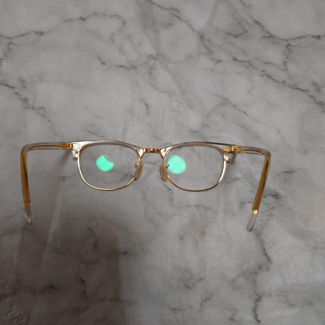 クリアメタルオーバルレイバン度無し調光レンズ入りメガネ