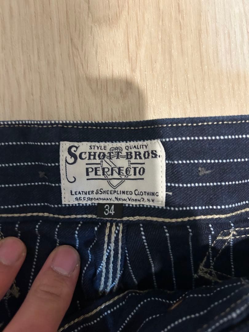 Schott Bros.Perfecto ヒッコリーデニむ 34青色