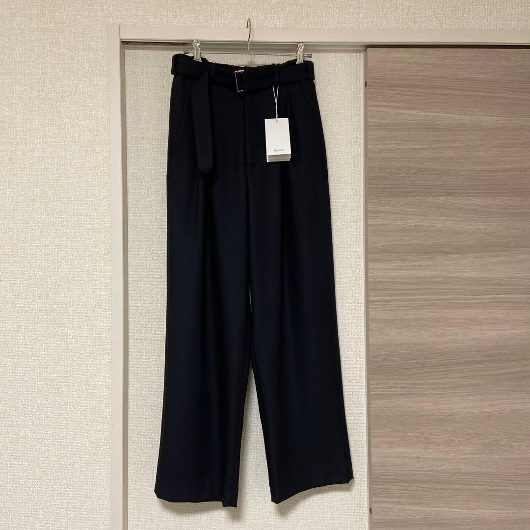 パンツ cornier Super140's WOOL MAT BELTED PANTS