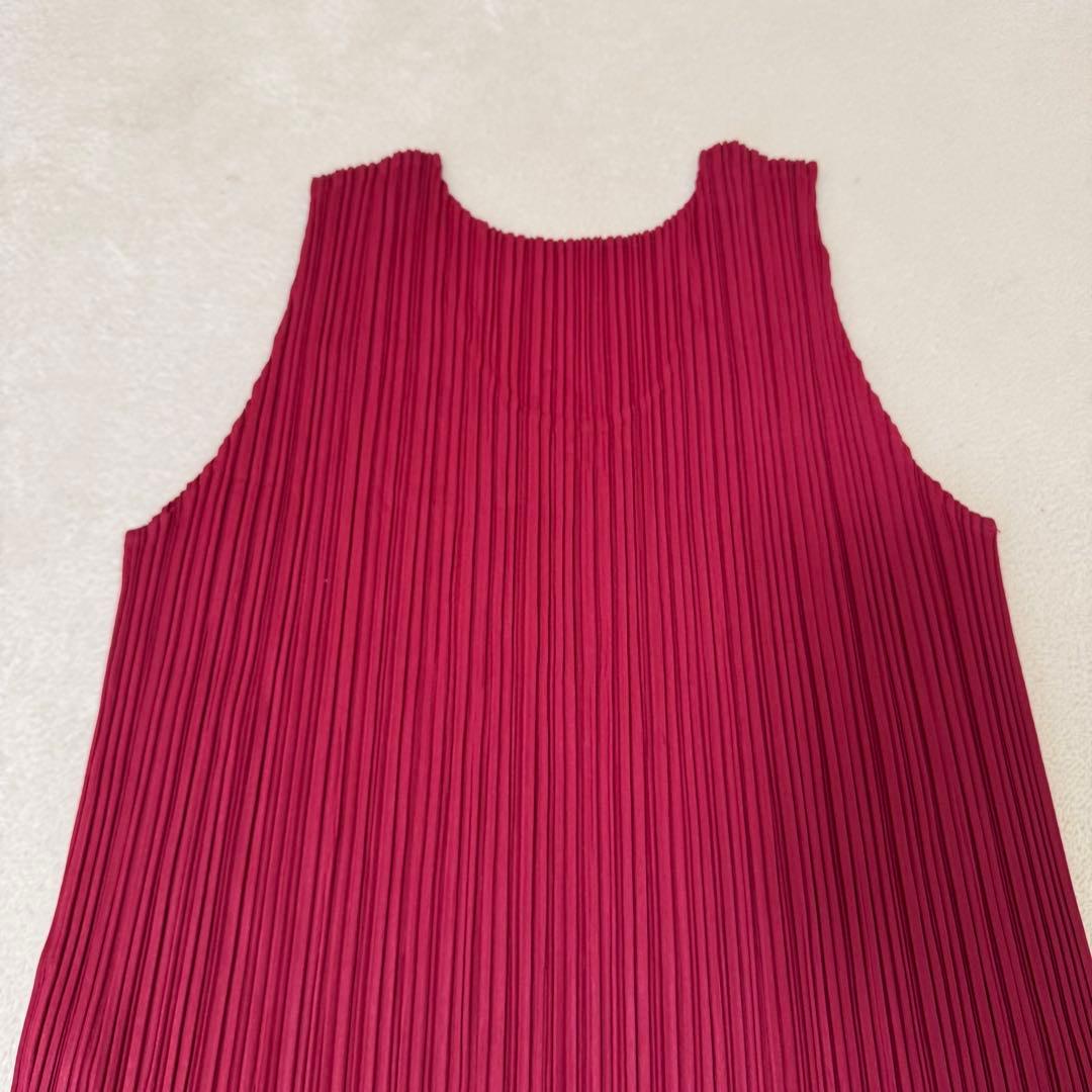 極美品✨ISSEY MIYAKE プリーツ　ボルドー　ノースリーブ　チュニック