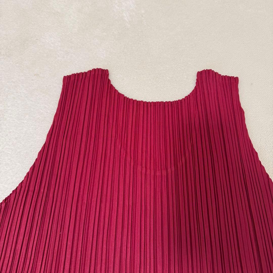 極美品✨ISSEY MIYAKE プリーツ　ボルドー　ノースリーブ　チュニック