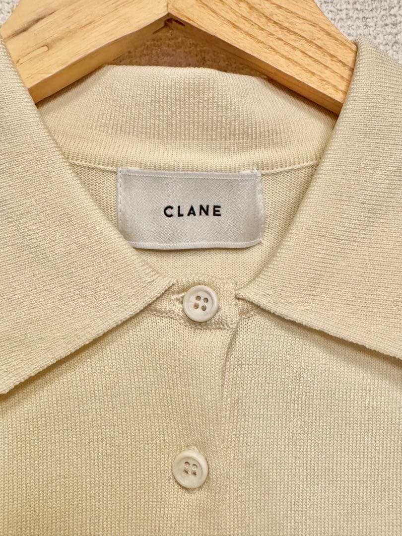 moca　SHOULDER PADS POLO KNIT TOPS