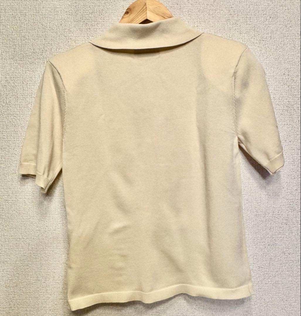 moca　SHOULDER PADS POLO KNIT TOPS