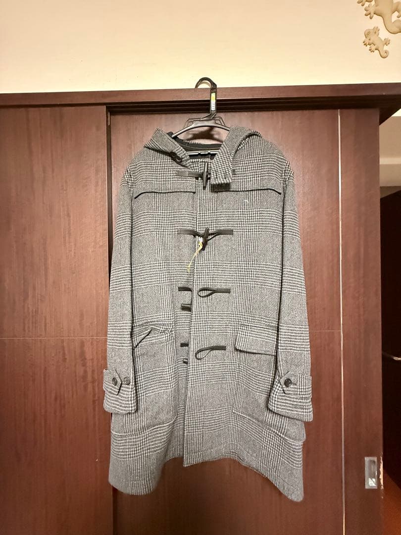 ダンヒル　グレー系チェック柄 ダッフルコート