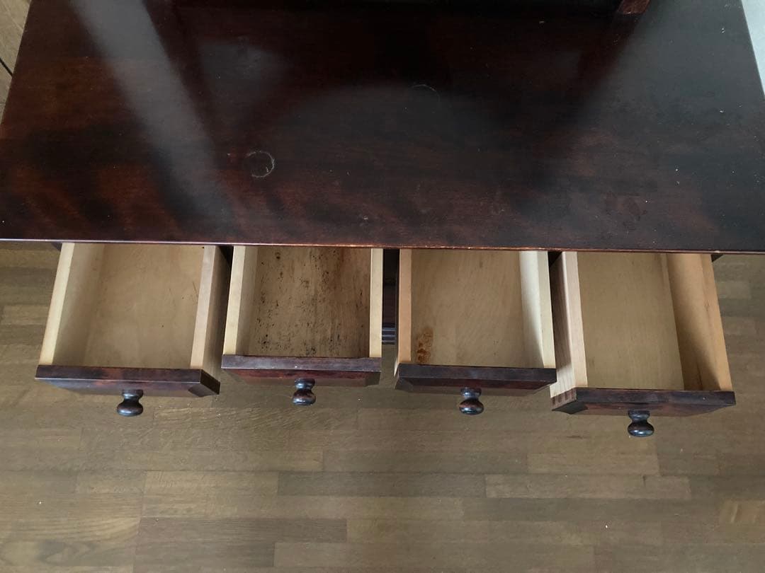 九州民芸家具　木製ダークブラウンドレッサー・鏡台