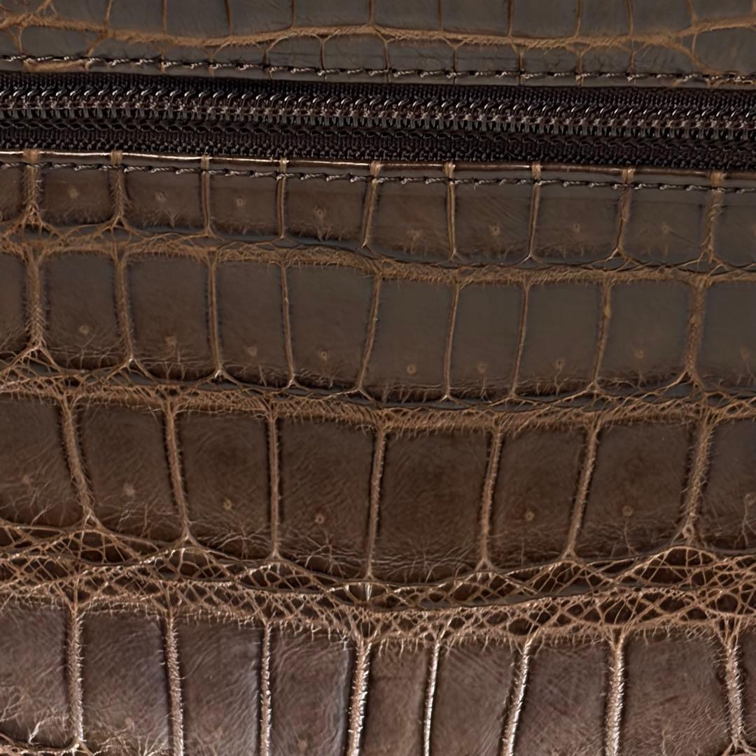 極美品✨JRAタグ センター取り マットクロコダイル トートバッグ 腹ワニ 濃茶