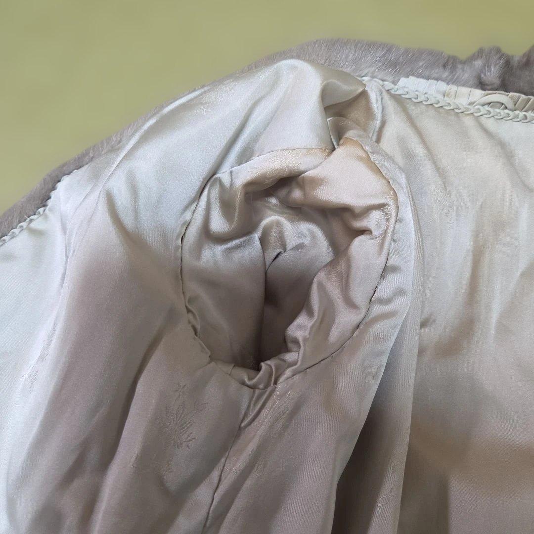 グレージュ ミンクコート 着丈77 本毛皮 高級 リアルファー 11号