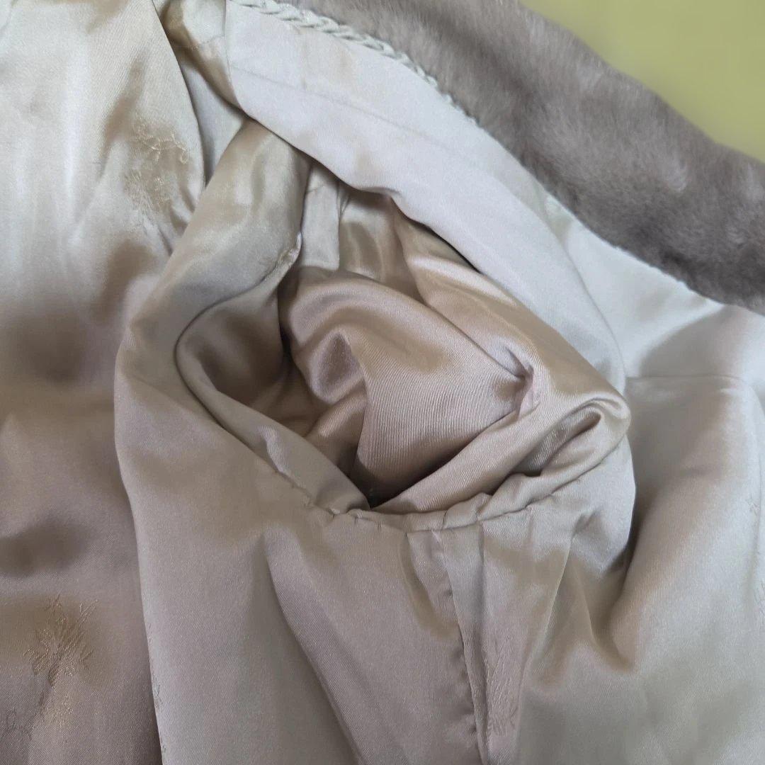 グレージュ ミンクコート 着丈77 本毛皮 高級 リアルファー 11号