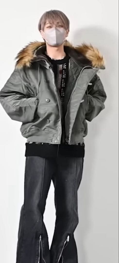 RAGEBLUE N-2Bフライト/ミリタリーファーフードブルゾン