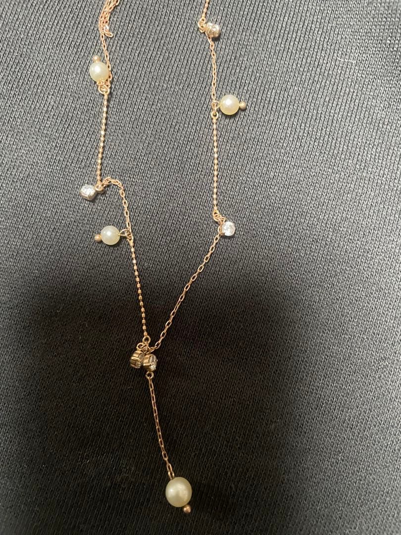 K10PG パール&メレダイヤ付ネックレス　送料無料！