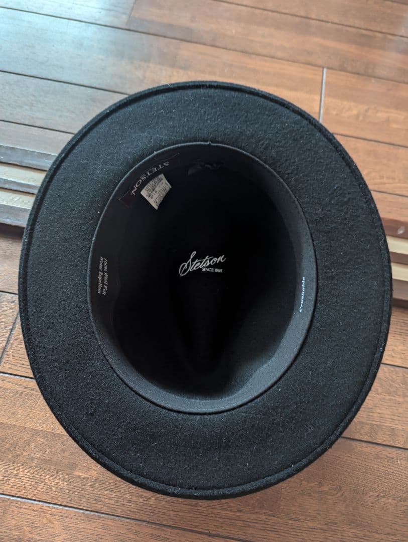 Stetson ブラック ウール カウボーイハット フェルトハット 61cm