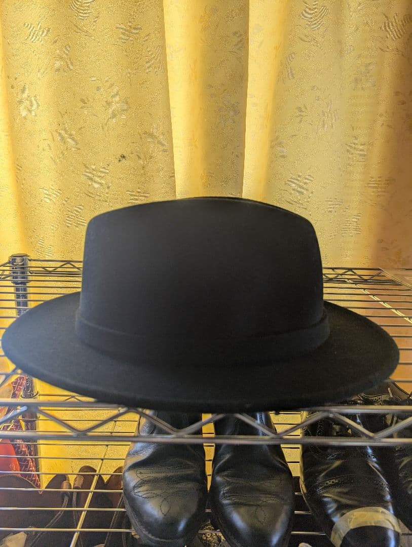 Stetson ブラック ウール カウボーイハット フェルトハット 61cm
