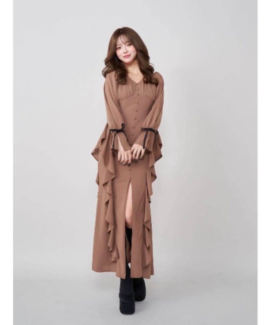 ダーリッチ♡新品未使用　シフォンフリルマーメイドロングワンピース