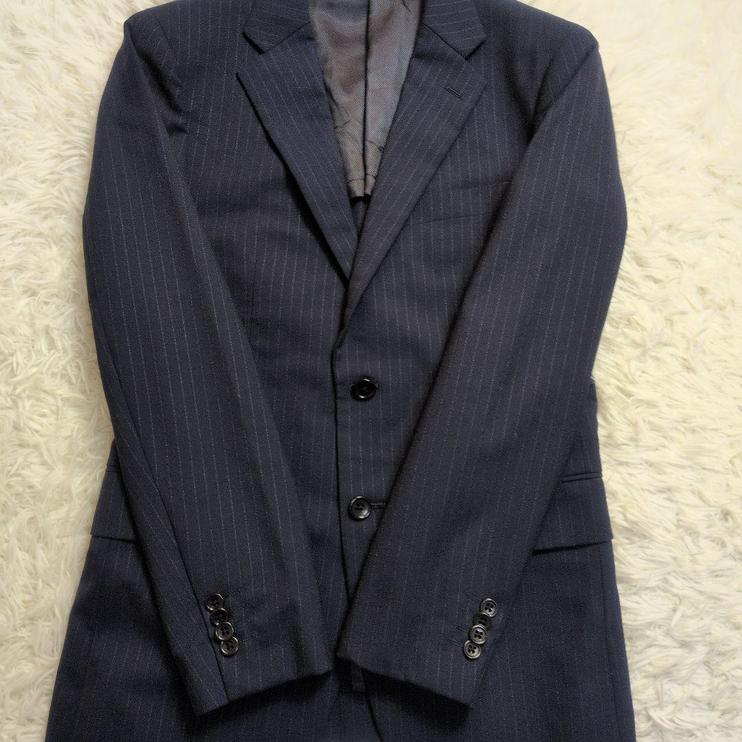 【コムサイズム✨3ピース✨S】スーツ セットアップ ストライプ 背抜き 夏用