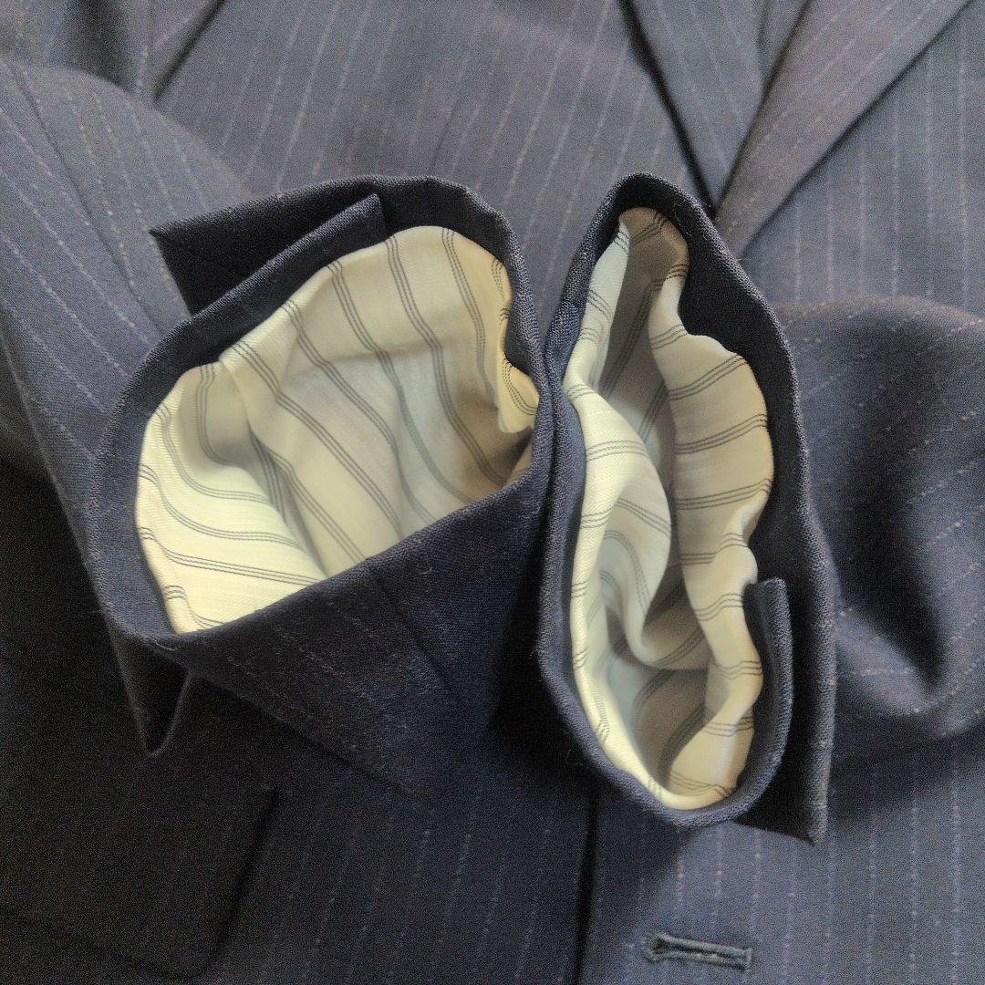 【コムサイズム✨3ピース✨S】スーツ セットアップ ストライプ 背抜き 夏用