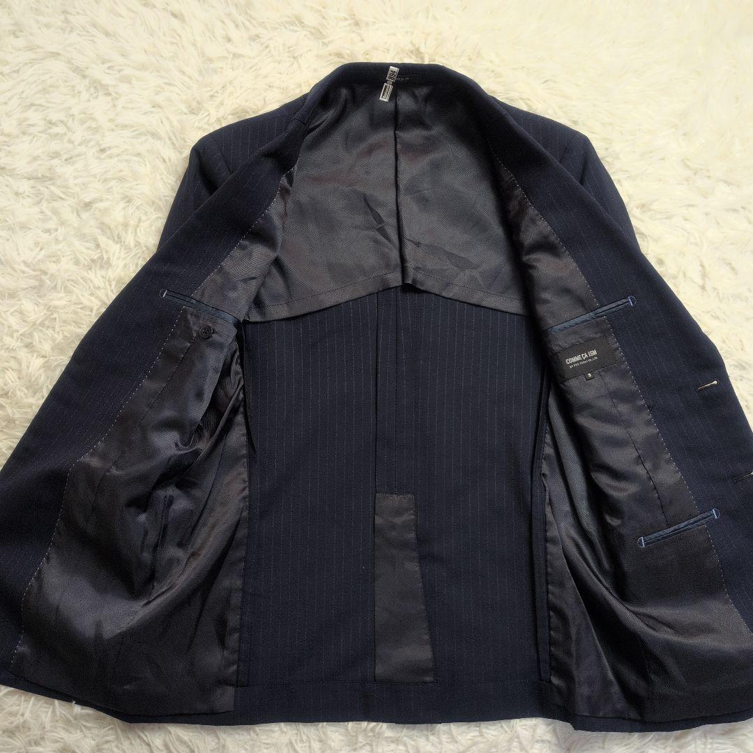 【コムサイズム✨3ピース✨S】スーツ セットアップ ストライプ 背抜き 夏用