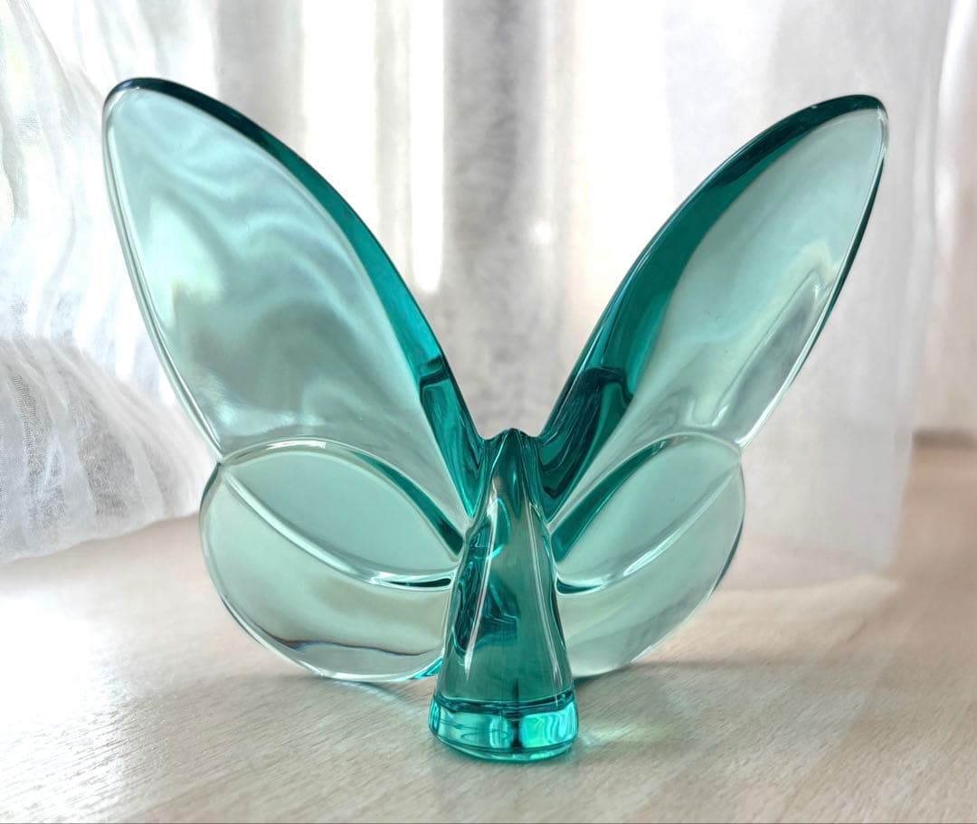 Baccarat ラッキーバタフライ置物 青緑
