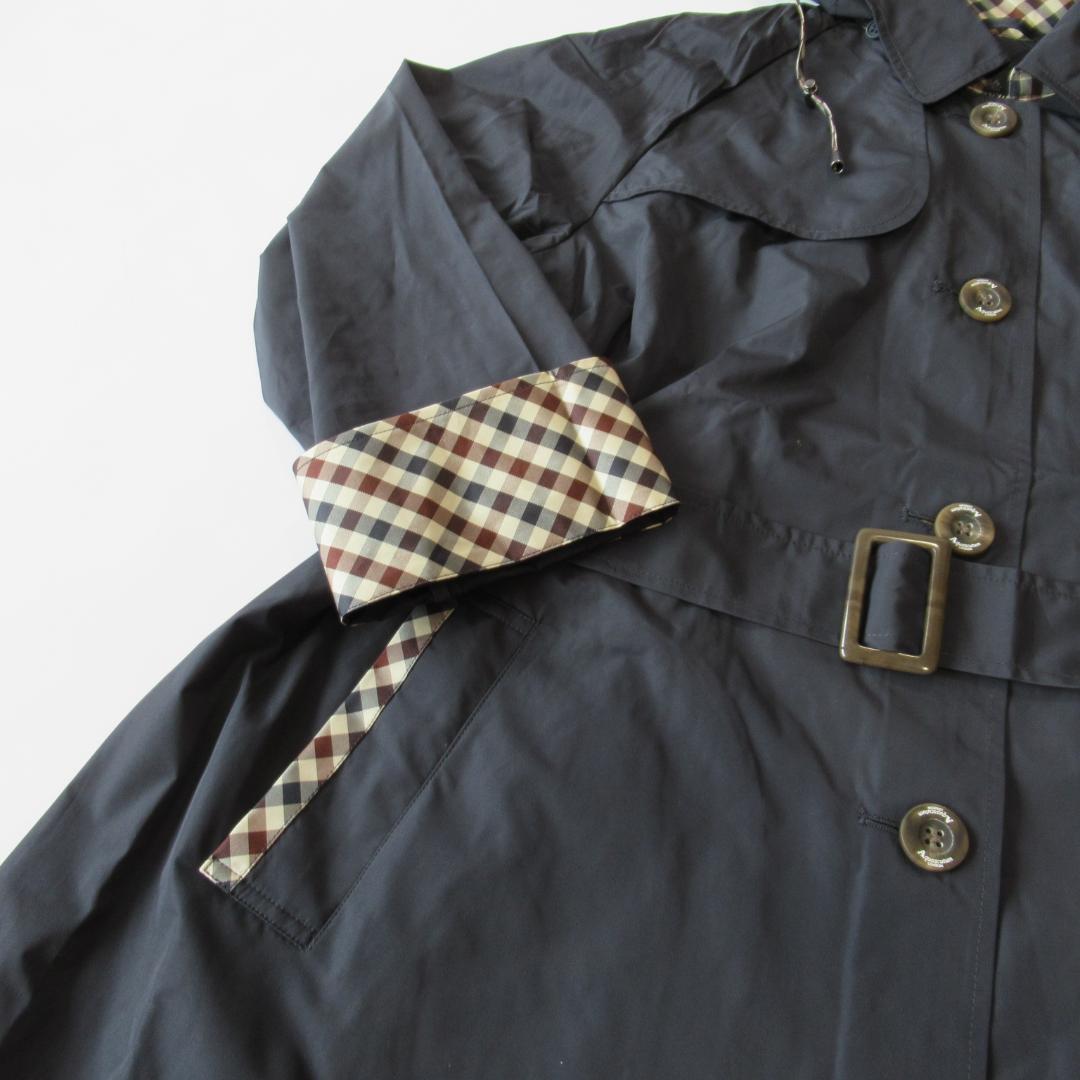 アクアスキュータム未使用ネイビー トレンチデザイン レインコート L 1/2