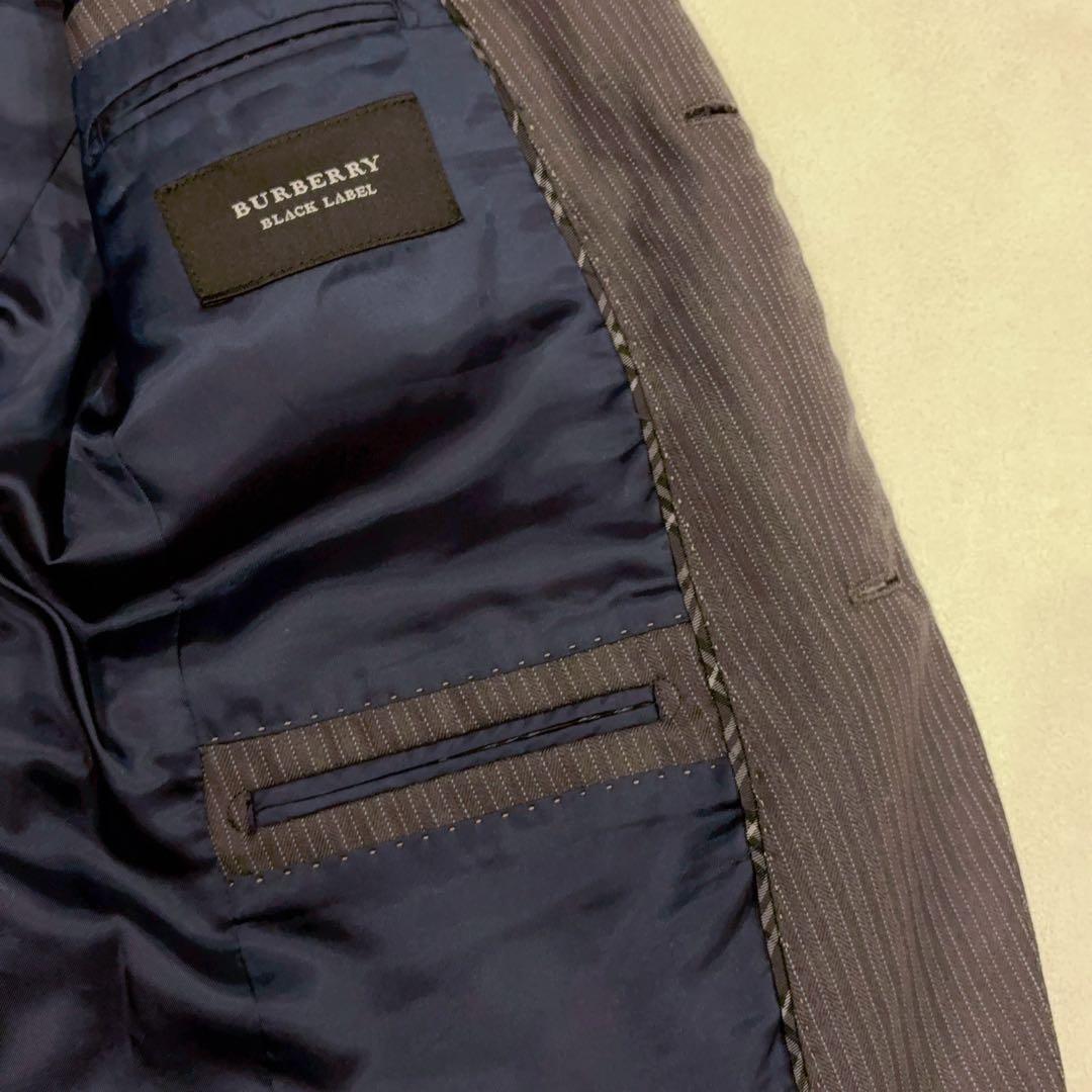 美品 BURBERRY BLACK LABEL ストライプ スーツ グレー