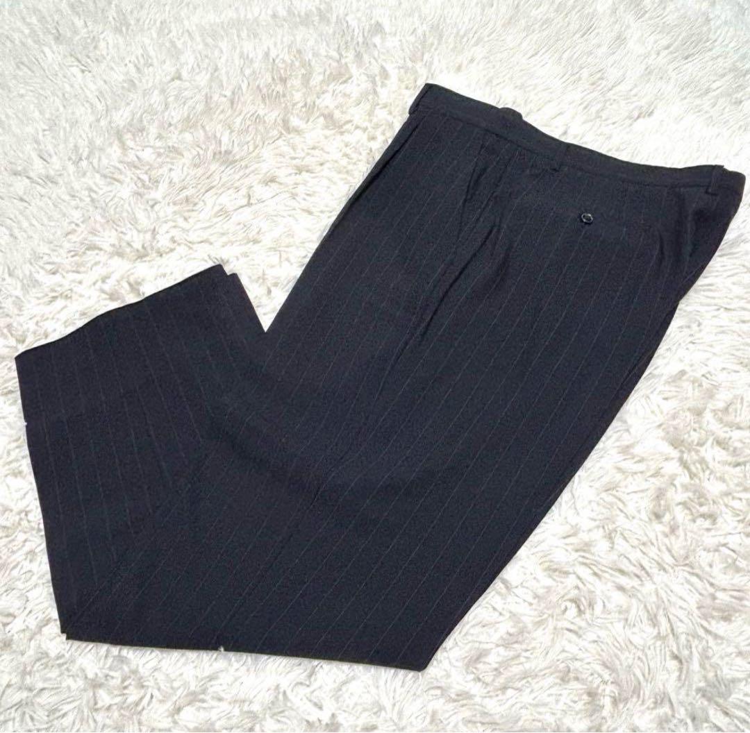 美品　ジョルジオアルマーニ　スーツ　56 ネイビー系　ストライプ　ダブル