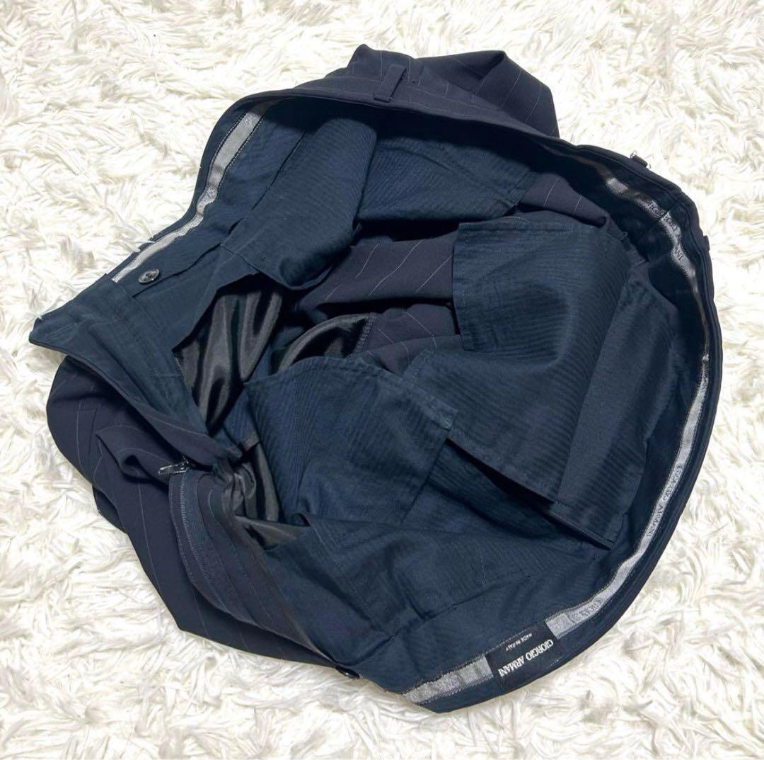 美品　ジョルジオアルマーニ　スーツ　56 ネイビー系　ストライプ　ダブル