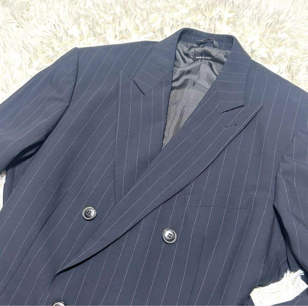 美品　ジョルジオアルマーニ　スーツ　56 ネイビー系　ストライプ　ダブル