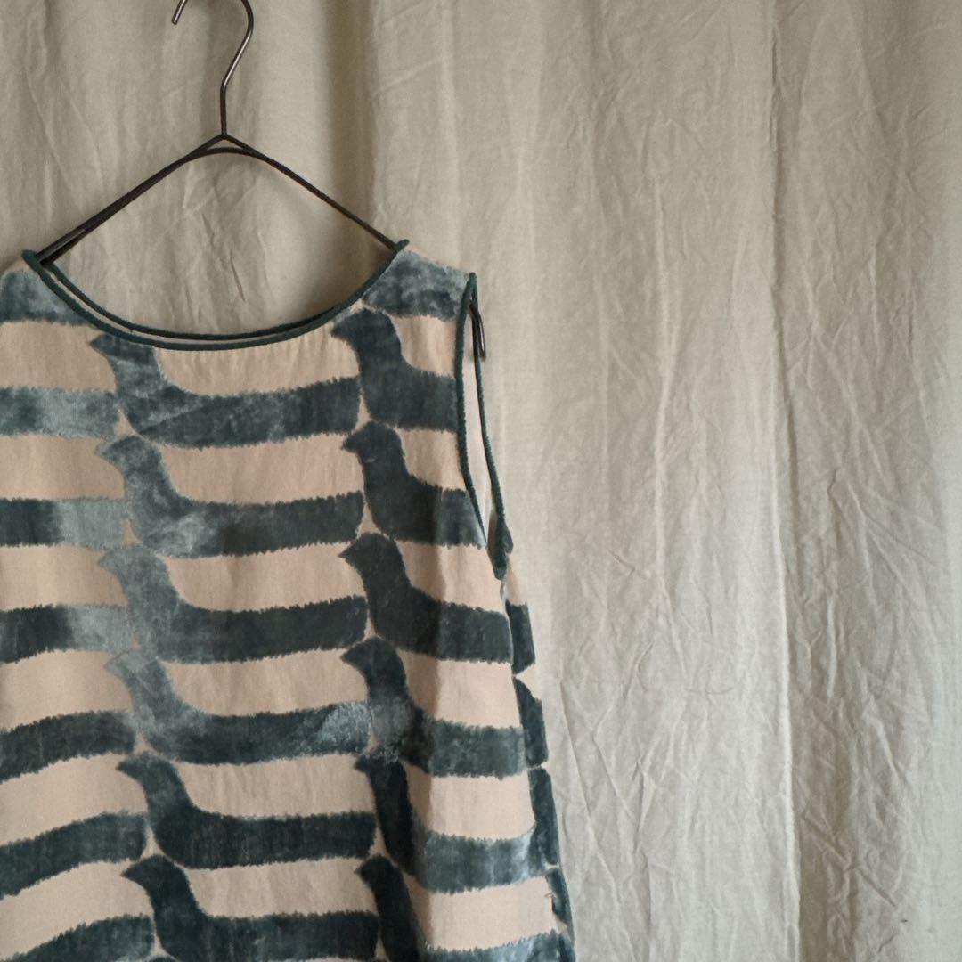 ミナペルホネン bird boat パイル刺繍 スリーブレス ドレス ワンピース