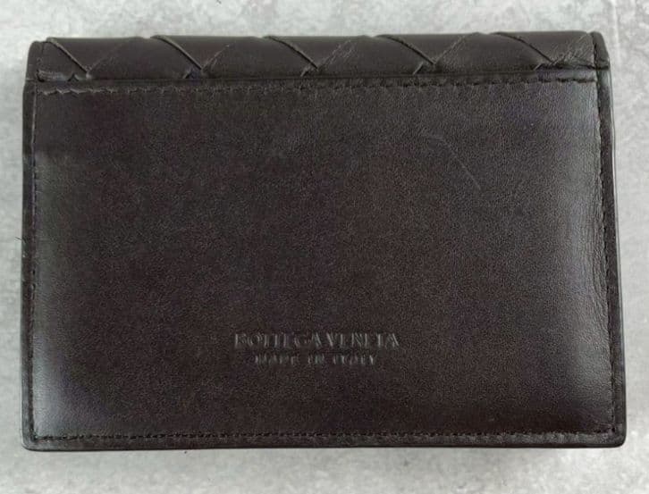 【美品 RFID内蔵】ボッテガヴェネタ カードケース マキシ イントレ 茶 水色