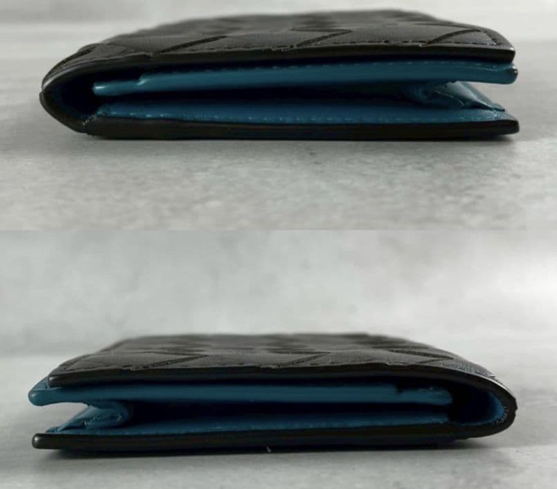 【美品 RFID内蔵】ボッテガヴェネタ カードケース マキシ イントレ 茶 水色