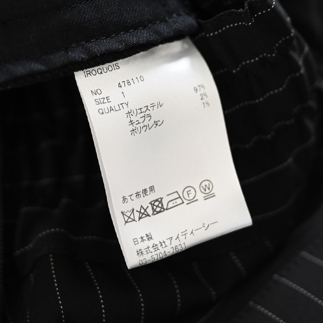 美品 Iroquois イロコイ スラックス パンツ ブラック ストライプ