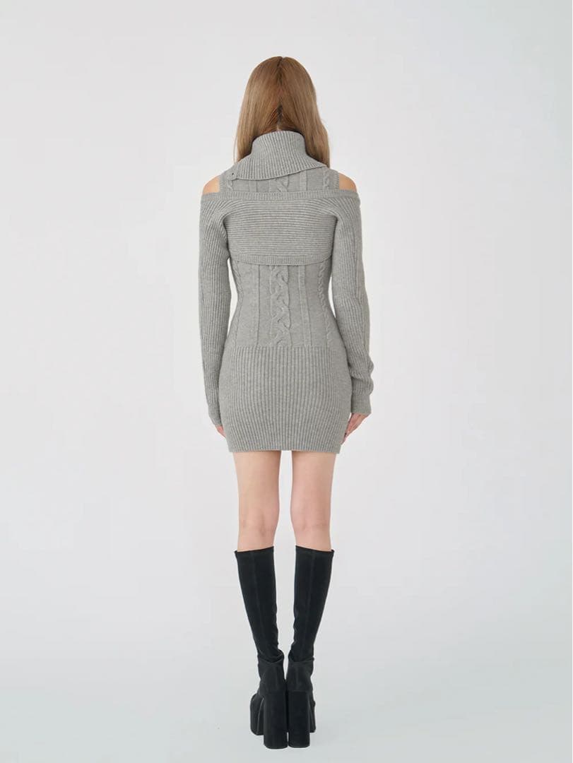 Darich ダーリッチ デザインネックニットミニワンピース