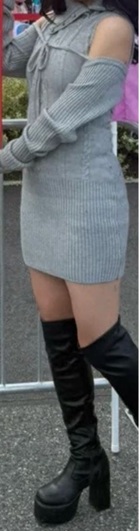 Darich ダーリッチ デザインネックニットミニワンピース