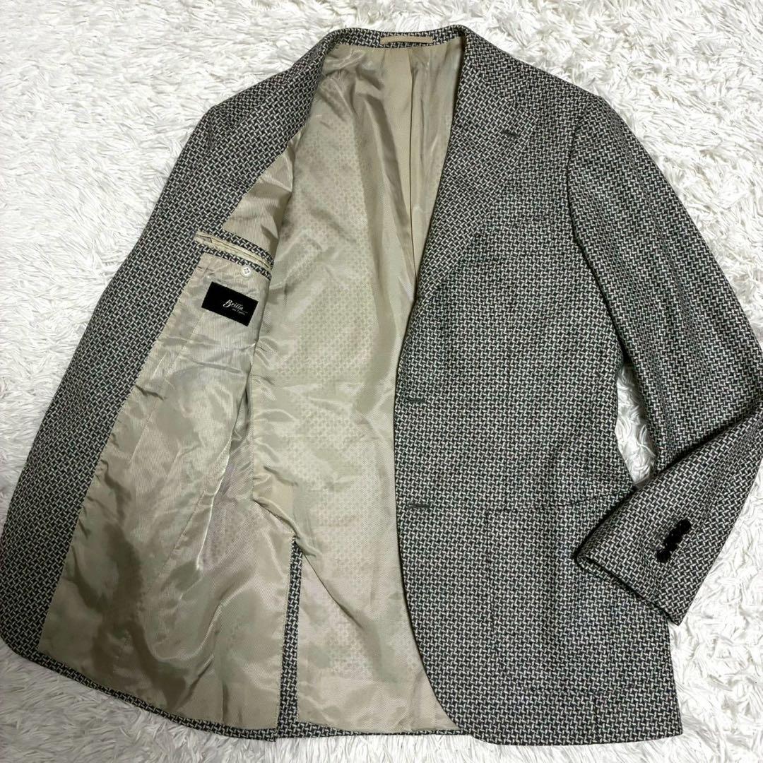 L⭐️ブリッラペルイグスト　テーラードジャケット　ツイード　千鳥格子　白　グレー