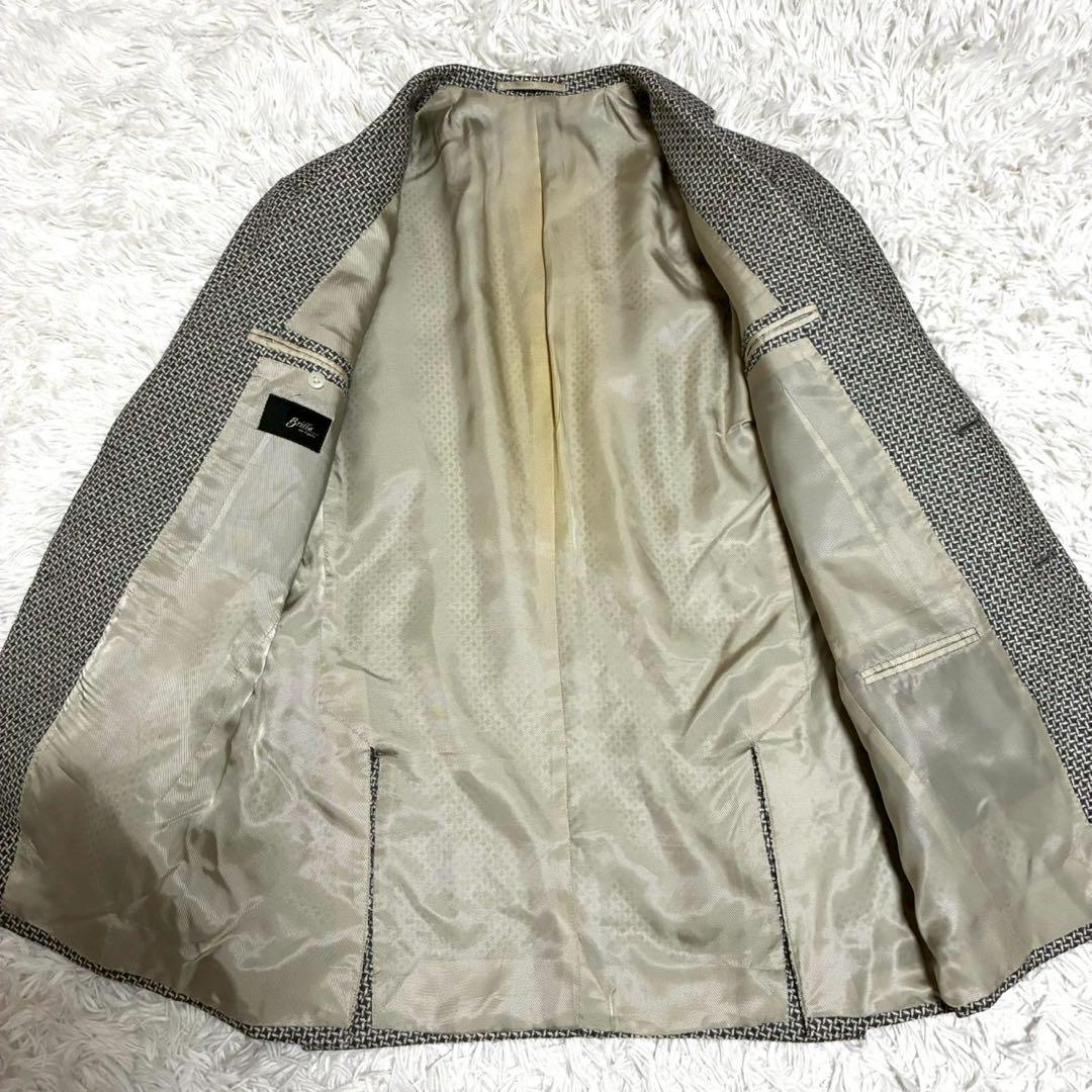 L⭐️ブリッラペルイグスト　テーラードジャケット　ツイード　千鳥格子　白　グレー