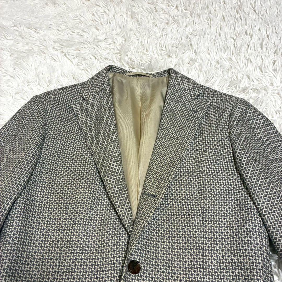 L⭐️ブリッラペルイグスト　テーラードジャケット　ツイード　千鳥格子　白　グレー