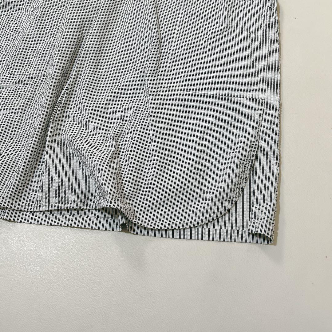 大きいサイズ13+ レリアン　サッカー生地　ストライプチュニック　ロングシャツ