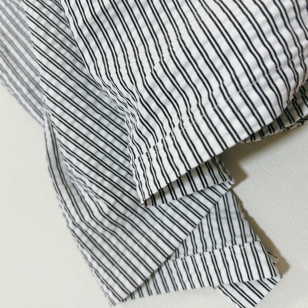 大きいサイズ13+ レリアン　サッカー生地　ストライプチュニック　ロングシャツ