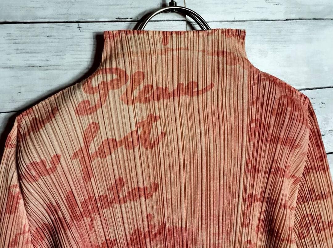 プリーツプリーズ 英字プリント テキスト Tシャツ カットソー 半袖 総柄