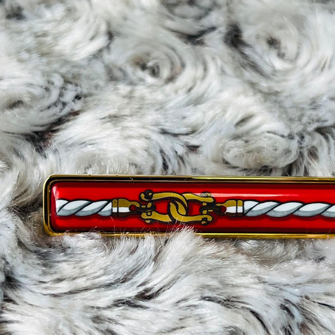 HERMES エマイユ 七宝焼き レッド ネクタイタイピン　タイバー